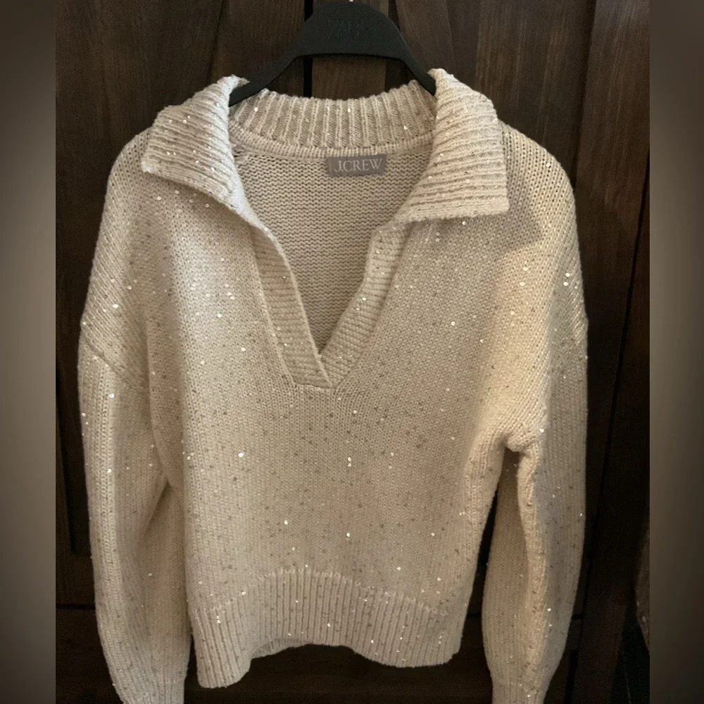 J. Crew Women's Sequin Polo Sweater
